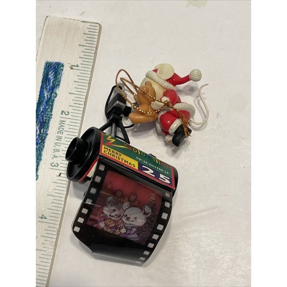 VTG Santa Mouse Photographer Color Film Roll Trim A Tree Christmas Ornament - Picture 9 of 9